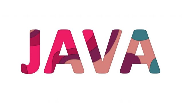 Multi-colored inscription Island name JAVA with colored spots floating inside. Looped from frame 120 to 839, Alpha BW at the end