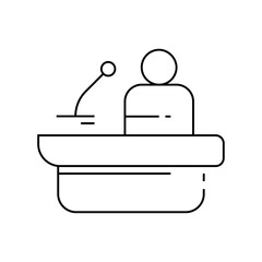 Leader teamwork and Management icon with black outline style. teamwork, business, work, office, management, group, people. Vector Illustration