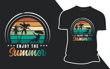 Sunset Surfing: A Retro Summer Vector T-Shirt Design Apparel