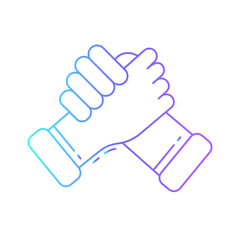 Support teamwork and Management icon with purple blue outline style. teamwork, business, meeting, discussion, office, people, team. Vector Illustration