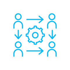 Teamwork teamwork and Management icon with blue outline style. teamwork, business, meeting, team, people, group, businessman. Vector Illustration