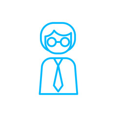 Manager teamwork and Management icon with blue outline style. teamwork, business, meeting, team, people, group, businessman. Vector Illustration