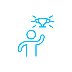Achievement teamwork and Management icon with blue outline style. teamwork, business, work, office, management, group, people. Vector Illustration