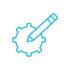 Setting teamwork and Management icon with blue outline style. teamwork, business, work, office, management, group, people. Vector Illustration