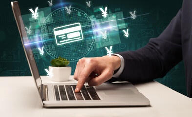 business hand working in stock market