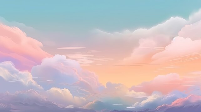 A soft pastel sky background makes a beautiful illustration. Generative AI