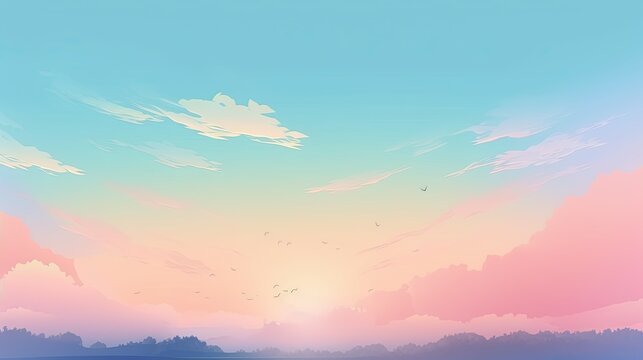 A soft pastel sky background makes a beautiful illustration. Generative AI © Gelpi