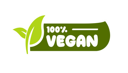100% Vegan Isolated Vector Illustration Label