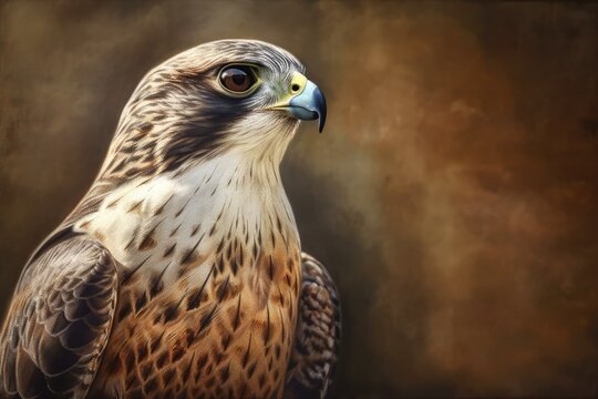 Saker's falcon painting (Falco cherrug). Generative AI