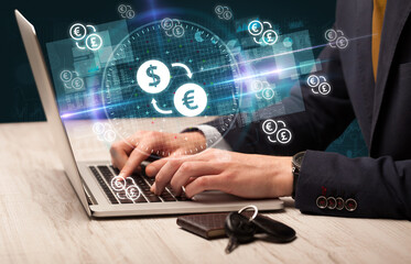 business hand working in stock market