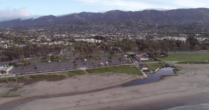 Santa Barbara Cityscape in California. USA. Morning, Sunset Time. Drone