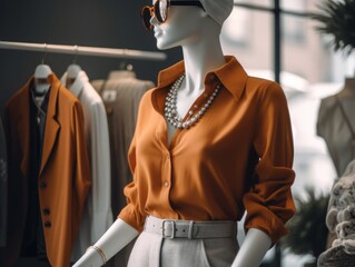 A stylish and trendy outfit on a mannequin in a boutique