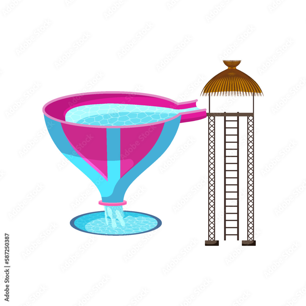 Sticker waterpark flat illustration