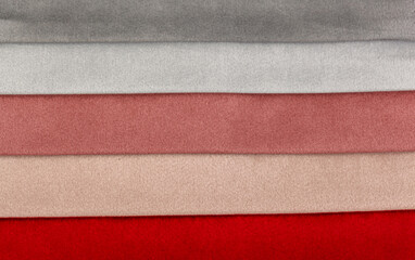 Different samples of velvet fabric