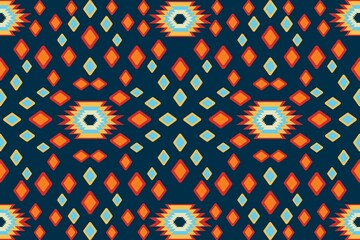 Aztec Ikat geometric ethnic seamless pattern. Native American Indian, Mexican, and African boho style. Vector. Design for clothes, fabric, wallpaper, home decor, textile, carpet.