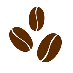 Coffee beans brown icon. Three roasted beans. Illustration on transparent background