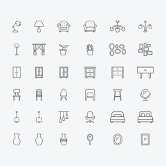 vector illustration of home furniture isolated icon set
