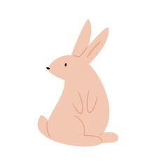 Happy Easter clipart set, Cute bunny rabbit illustration, Childrens egg hunts clip art, Individual elements, Spring vector images in flat cartoon style, Easter basket, chick, spring, flower.