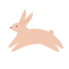 Happy Easter clipart set, Cute bunny rabbit illustration, Childrens egg hunts clip art, Individual elements, Spring vector images in flat cartoon style, Easter basket, chick, spring, flower.