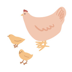 Happy Easter clipart set, Cute bunny rabbit illustration, Childrens egg hunts clip art, Individual elements, Spring vector images in flat cartoon style, Easter basket, chick, spring, flower.