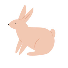 Happy Easter clipart set, Cute bunny rabbit illustration, Childrens egg hunts clip art, Individual elements, Spring vector images in flat cartoon style, Easter basket, chick, spring, flower.