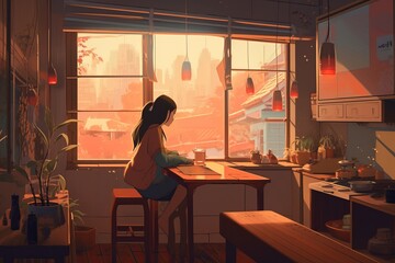 girl sitting in coffee shop