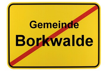 Illustration eines Ortsschildes der Gemeinde Borkwalde in Brandenburg