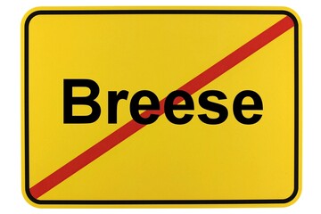 Illustration eines Ortsschildes der Gemeinde Breese in Brandenburg