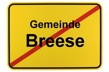 Illustration eines Ortsschildes der Gemeinde Breese in Brandenburg