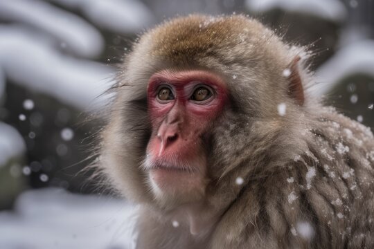 The zoological park's Japanese monkey. Generative AI