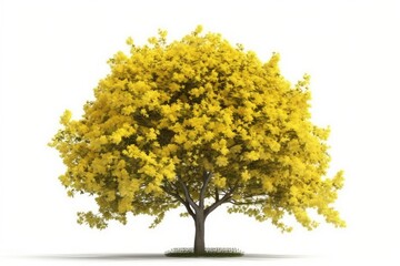 yellow-leaved tree against a white background. Generative AI