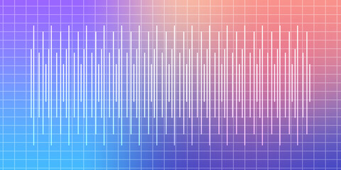 white stroke on the grid, on the ground on gradient colorful background, object, decor, fashion, music, design, copy space