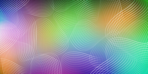 white stacked curves on multi colored background, object, decor, fashion, banner, card, name card, template, copy space