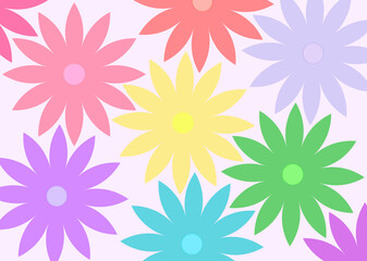 Fototapeta na wymiar Illustration background of colored flowers, concept focused on spring. 