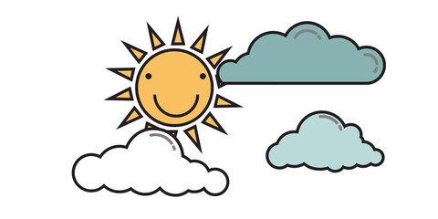 Cute clouds and sun on a clear day