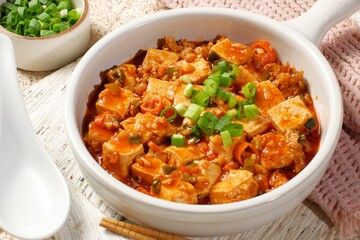 sichuan mapo tofu or Mapo doufu,Chili Tofu, traditional chinese dish	
