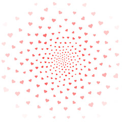 Love valentine's background withred falling hearts over white.