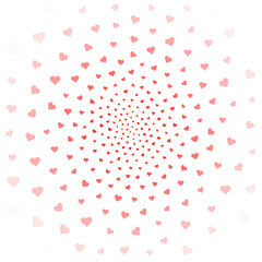 Love valentine's background withred falling hearts over white.