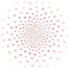 Love valentine's background withred falling hearts over white.