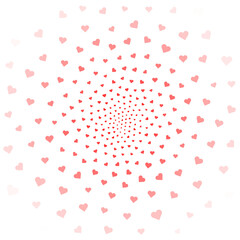 Love valentine's background withred falling hearts over white.