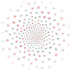 Love valentine's background withred falling hearts over white.