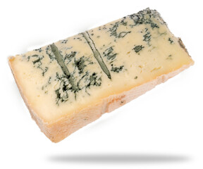 Italian gorgonzola cheese, a slice of blue mold cheese isolated