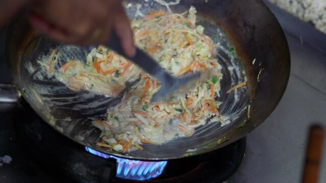 Cooking of local Sri Lankan food. Close up.
