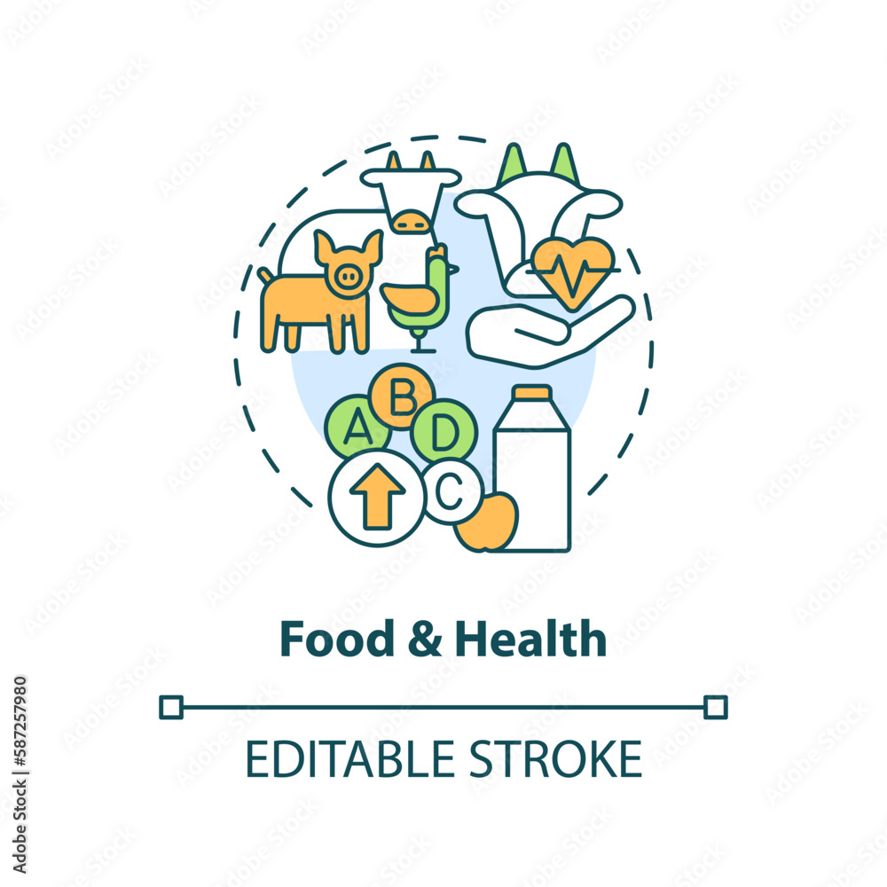 Wall mural Food and health concept icon. Farm product quality. Agriculture policy objective abstract idea thin line illustration. Isolated outline drawing. Editable stroke. Arial, Myriad Pro-Bold fonts used