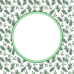 Watercolor invitation design with flowers, leaves. Flower, background with floral elements, botanical watercolor illustration. Vintage template. wreath, round frame.