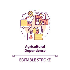 Fototapeta na wymiar Agricultural dependence concept icon. Disadvantage of farming policy abstract idea thin line illustration. Isolated outline drawing. Editable stroke. Arial, Myriad Pro-Bold fonts used