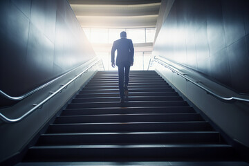 Businessman climbing stairs,ambition concept