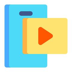 Video tutorial in flat icon. Player, multimedia, tutor, learning, phone