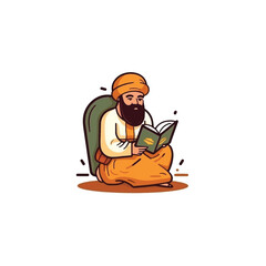 muslim reading quran vector logo