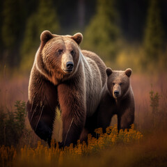 Fototapeta premium brown bear in the forest